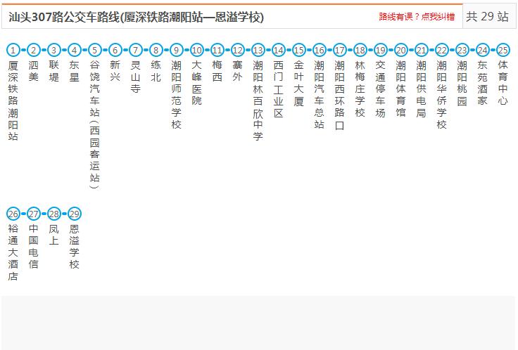 汕头潮阳307路_汕头潮阳307路公交车路线_潮阳公交查询