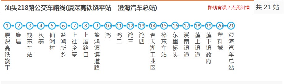 汕头澄海218路_汕头218路公交车路线_汕头公交查询