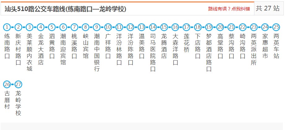 汕头潮南510路_汕头510路公交车路线_汕头公交查询