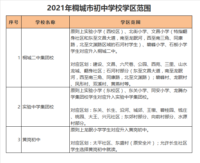 桐城市实验中学学区划分2021